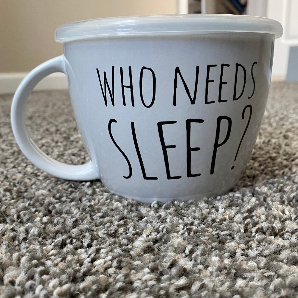 "Who Needs Sleep?" Large Mug with Lid